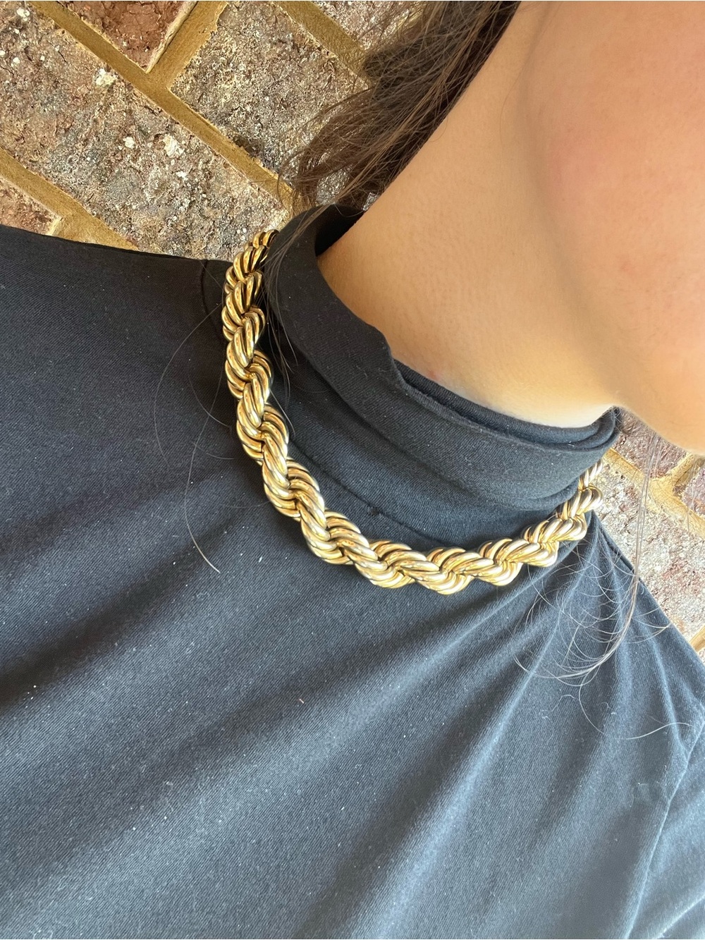 Vintage Gold Napier Twisted Rope Choker Necklace